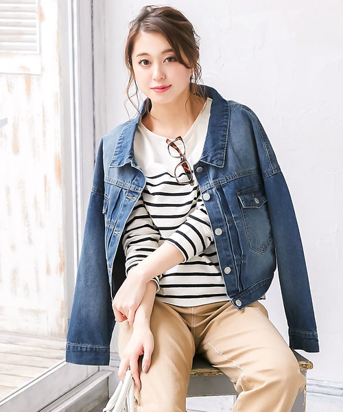 KOBE LETTUCE(コウベレタス)の「ショート丈ゆるGジャン(デニムジャケット・レディース・ライトブルー/インディゴブルー/ブルー・FREE)」の3枚目の写真