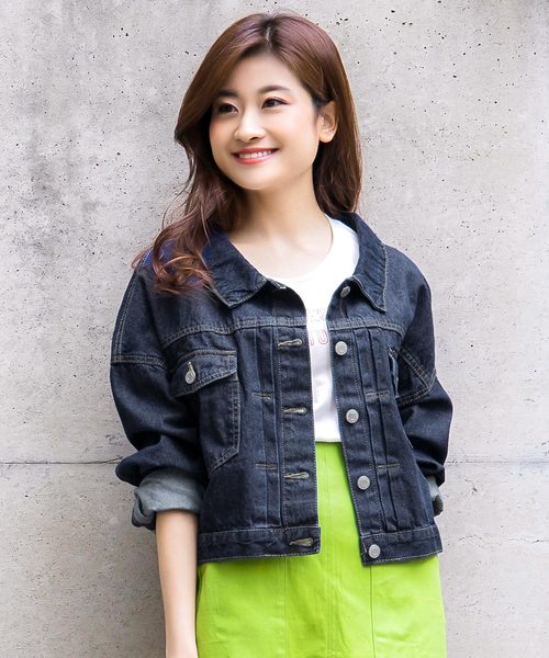 KOBE LETTUCE(コウベレタス)の「ショート丈ゆるGジャン(デニムジャケット・レディース・ライトブルー/インディゴブルー/ブルー・FREE)」の5枚目の写真