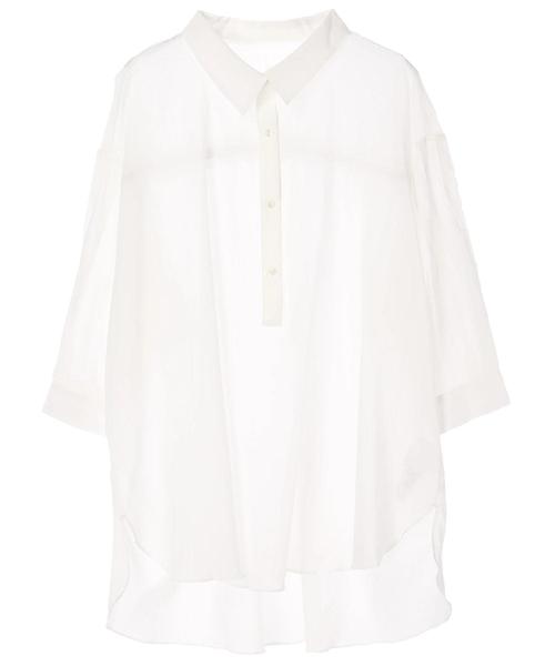 Editt by YECCA VECCA（エディットバイイェッカヴェッカ）の「バックシャーリングシアーシャツ ●（シャツ/ブラウス・レディース・ホワイト/ブラック/レッド/イエロー・FREE）」の5枚目の写真