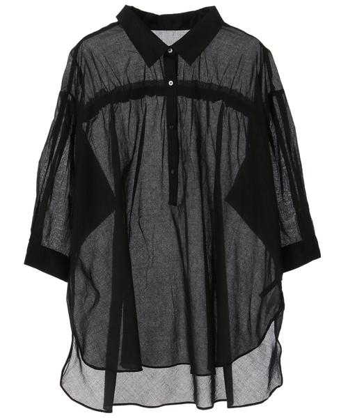 Editt by YECCA VECCA（エディットバイイェッカヴェッカ）の「バックシャーリングシアーシャツ ●（シャツ/ブラウス・レディース・ホワイト/ブラック/レッド/イエロー・FREE）」の6枚目の写真