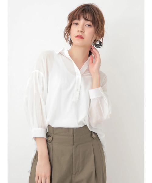 Editt by YECCA VECCA（エディットバイイェッカヴェッカ）の「バックシャーリングシアーシャツ ●（シャツ/ブラウス・レディース・ホワイト/ブラック/レッド/イエロー・FREE）」の12枚目の写真