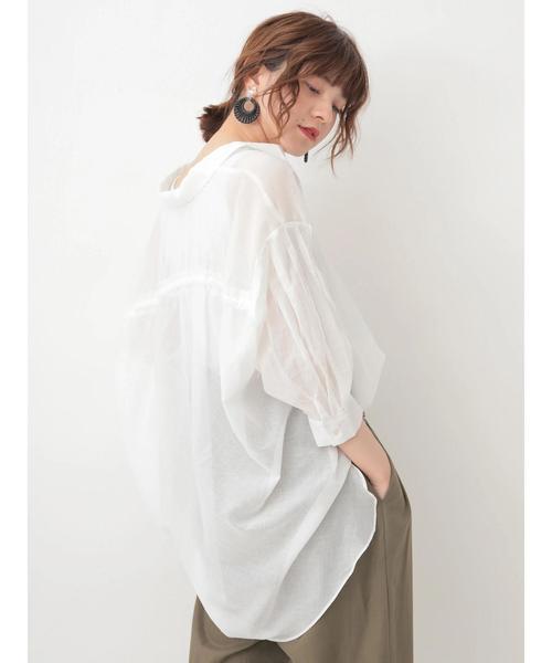 Editt by YECCA VECCA（エディットバイイェッカヴェッカ）の「バックシャーリングシアーシャツ ●（シャツ/ブラウス・レディース・ホワイト/ブラック/レッド/イエロー・FREE）」の16枚目の写真