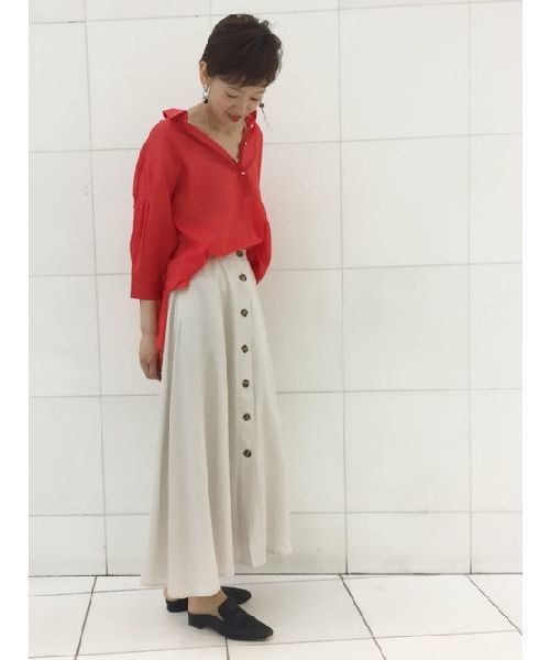 Editt by YECCA VECCA（エディットバイイェッカヴェッカ）の「バックシャーリングシアーシャツ ●（シャツ/ブラウス・レディース・ホワイト/ブラック/レッド/イエロー・FREE）」の4枚目の写真