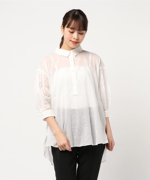 Editt by YECCA VECCA（エディットバイイェッカヴェッカ）の「バックシャーリングシアーシャツ ●（シャツ/ブラウス・レディース・ホワイト/ブラック/レッド/イエロー・FREE）」の19枚目の写真