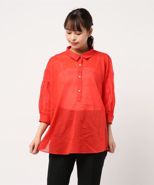 Editt by YECCA VECCA（エディットバイイェッカヴェッカ）の「バックシャーリングシアーシャツ ●（シャツ/ブラウス・レディース・ホワイト/ブラック/レッド/イエロー・FREE）」の17枚目の写真