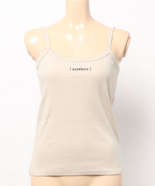 KOBE LETTUCE(コウベレタス)の「ちびロゴ刺繍リブキャミソール(キャミソール・レディース・ブラック/ベージュ/オフホワイト/ピンクベージュ・FREE)」の3枚目の写真