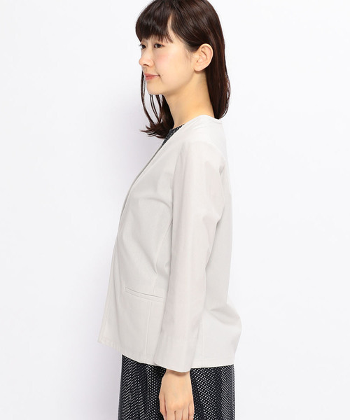 A/C DESIGN BY ALPHA CUBIC（エーシーデザインバイアルファキュービック）の「ノーカラージャケット（ノーカラージャケット・レディース・ライトグレー/ブラック/ネイビー・M size/L size）」の22枚目の写真