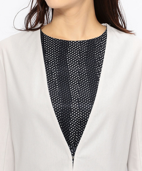 A/C DESIGN BY ALPHA CUBIC（エーシーデザインバイアルファキュービック）の「ノーカラージャケット（ノーカラージャケット・レディース・ライトグレー/ブラック/ネイビー・M size/L size）」の20枚目の写真