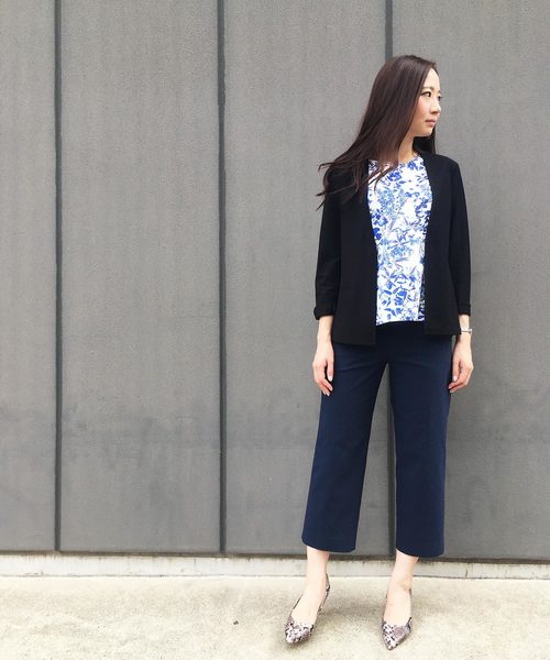 A/C DESIGN BY ALPHA CUBIC（エーシーデザインバイアルファキュービック）の「ノーカラージャケット（ノーカラージャケット・レディース・ライトグレー/ブラック/ネイビー・M size/L size）」の7枚目の写真