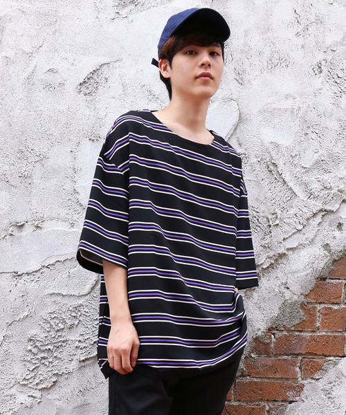 revertical(リバーティカル)の「ボーダー柄 ビッグシルエット Tシャツ(Tシャツ/カットソー・メンズ・ホワイト/ブラック/ネイビー・M/L)」の12枚目の写真