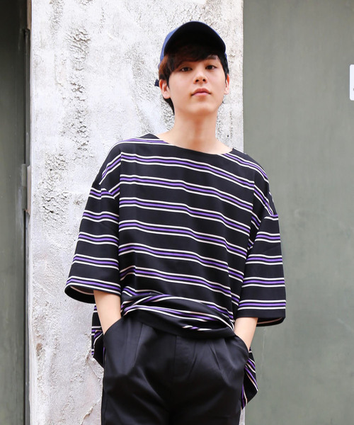 revertical(リバーティカル)の「ボーダー柄 ビッグシルエット Tシャツ(Tシャツ/カットソー・メンズ・ホワイト/ブラック/ネイビー・M/L)」の16枚目の写真