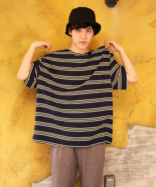 revertical(リバーティカル)の「ボーダー柄 ビッグシルエット Tシャツ(Tシャツ/カットソー・メンズ・ホワイト/ブラック/ネイビー・M/L)」の13枚目の写真