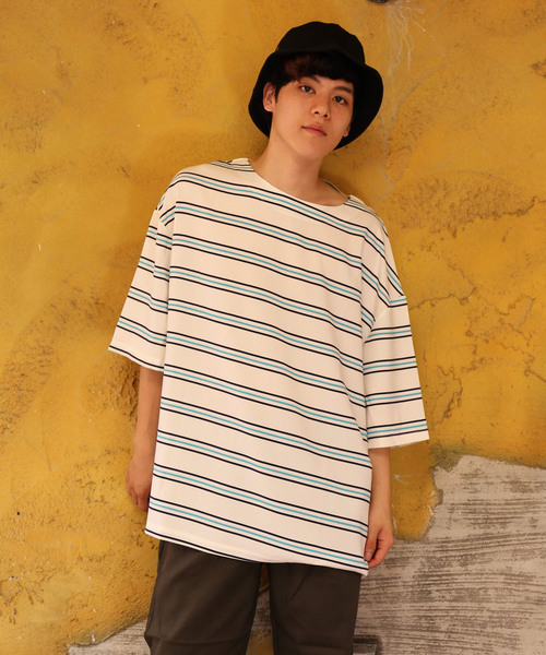 revertical(リバーティカル)の「ボーダー柄 ビッグシルエット Tシャツ(Tシャツ/カットソー・メンズ・ホワイト/ブラック/ネイビー・M/L)」の14枚目の写真