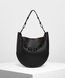 CHARLES & KEITH | チャンキーチェーンハンドル ラージホーボーバッグ / Chunky Chain Handle Large Hobo Bag(ショルダーバッグ)