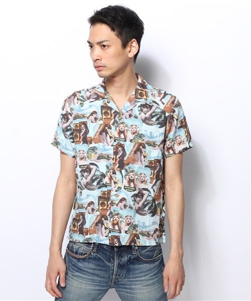 HYSTERIC GLAMOUR(ヒステリックグラマー)の「MUSIC’S OVER総柄 半袖アロハSH(シャツ/ブラウス・メンズ・マルチ・LARGE/SMALL/MEDIUM)」の1枚目の写真