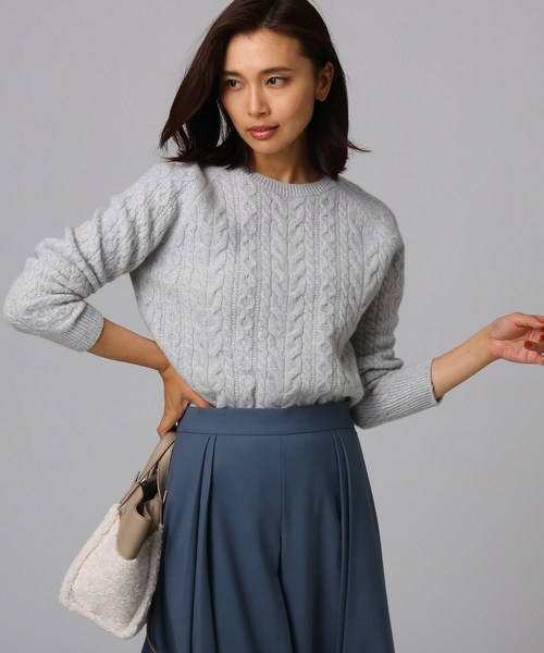 セール L カシミヤウールケーブルニット ニット セーター Untitled アンタイトル のファッション