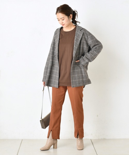 DouDou（ドゥドゥ）の「前スリットパンツ（その他パンツ・レディース・ブラウン/オフホワイト/ブルー・36/38）」の4枚目の写真