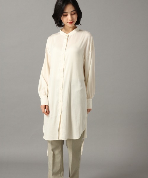 LOWRYS FARM（ローリーズファーム）の「サテンチュニックシャツ　870144（シャツ/ブラウス・レディース・チャコールグレー/アイボリー・FREE）」の3枚目の写真