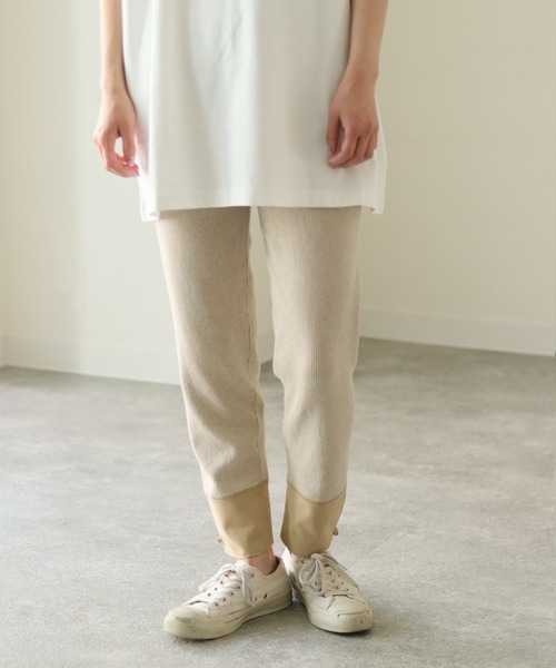 CLEIO（クレイオ）の「【CLEIO】コットン×リネンリブパンツ（その他パンツ・レディース・ベージュ/カーキ/アイボリー・FREE）」の3枚目の写真