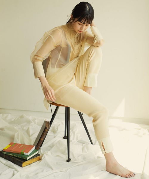 CLEIO（クレイオ）の「【CLEIO】コットン×リネンリブパンツ（その他パンツ・レディース・ベージュ/カーキ/アイボリー・FREE）」の17枚目の写真