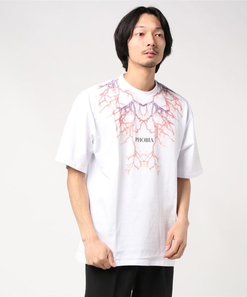 PHOBIA(フォビア)の「LIGHTING T-SHIRT(Tシャツ/カットソー)」|ホワイト×パープル
