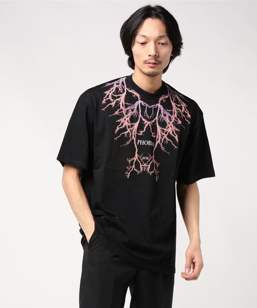 PHOBIA(フォビア)の「LIGHTING T-SHIRT(Tシャツ/カットソー)」|ブラック×パープル