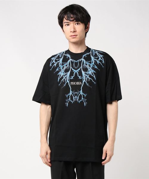 PHOBIA(フォビア)の「LIGHTING T-SHIRT(Tシャツ/カットソー)」|ブラック×ブルー