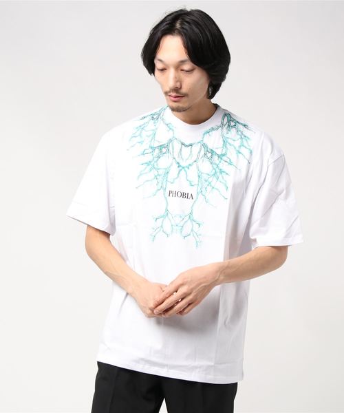 PHOBIA(フォビア)の「LIGHTING T-SHIRT(Tシャツ/カットソー)」|ホワイト×エメラルドグリーン