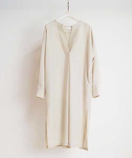 White ニコルホワイト のファッション Nicole セール リネンライクスキッパーワンピース ワンピース Nicole