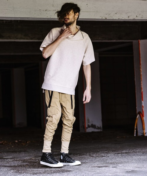 NO ID.（ノーアイディ）の「オフタートル5分袖ZIP-PO（Tシャツ/カットソー・メンズ・ブラック/ベージュ/ライトベージュ・1/2）」の18枚目の写真