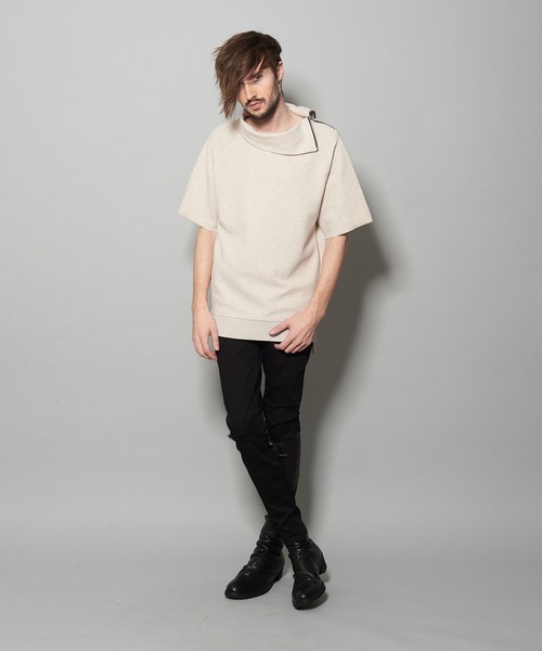 NO ID.（ノーアイディ）の「オフタートル5分袖ZIP-PO（Tシャツ/カットソー・メンズ・ブラック/ベージュ/ライトベージュ・1/2）」の6枚目の写真