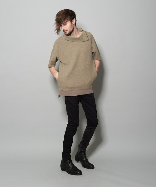 NO ID.（ノーアイディ）の「オフタートル5分袖ZIP-PO（Tシャツ/カットソー・メンズ・ブラック/ベージュ/ライトベージュ・1/2）」の11枚目の写真