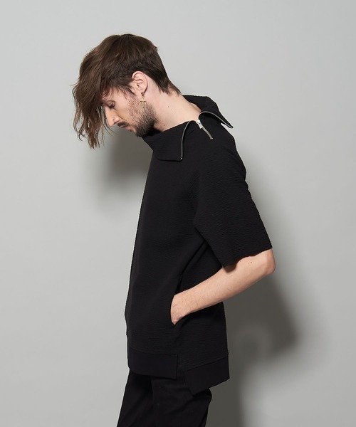 NO ID.（ノーアイディ）の「オフタートル5分袖ZIP-PO（Tシャツ/カットソー・メンズ・ブラック/ベージュ/ライトベージュ・1/2）」の16枚目の写真