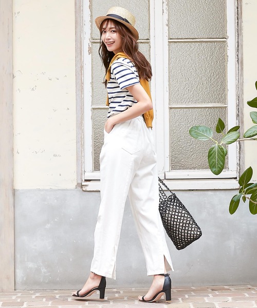 KOBE LETTUCE（コウベレタス）の「後ベンツスリットテーパードパンツ（その他パンツ・レディース・オフホワイト/グリーン/ブラック系その他/ピンクベージュ・FREE）」の9枚目の写真