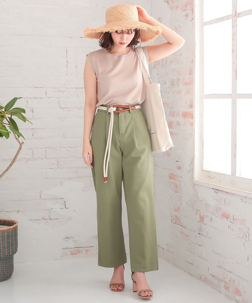 KOBE LETTUCE（コウベレタス）の「後ベンツスリットテーパードパンツ（その他パンツ・レディース・オフホワイト/グリーン/ブラック系その他/ピンクベージュ・FREE）」の5枚目の写真