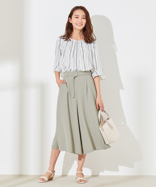 ANY SIS（エニィスィス）の「【洗える】2タックフレア キュロット（その他パンツ・レディース・ベージュ系/ライトグリーン系/ネイビー系・0）」の4枚目の写真