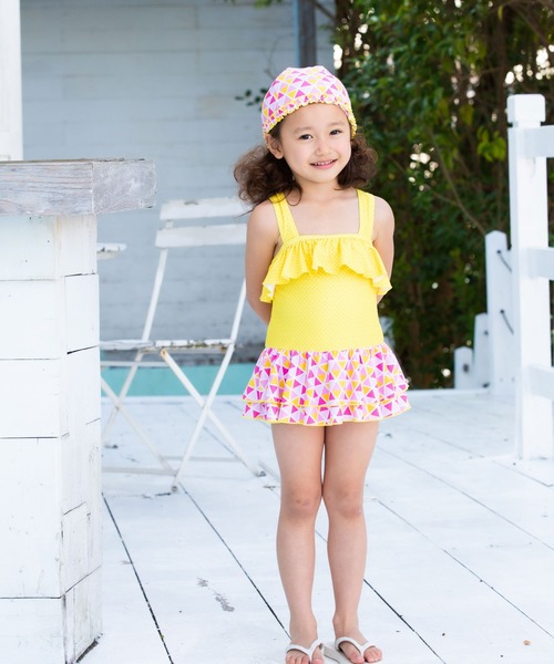 sandia（サンディア）の「ck3502ミニドット切替 三角（水着・キッズ・ピンク/ブルー・130cm/110cm/90㎝/120cm/100cm/80ｃｍ）」の2枚目の写真