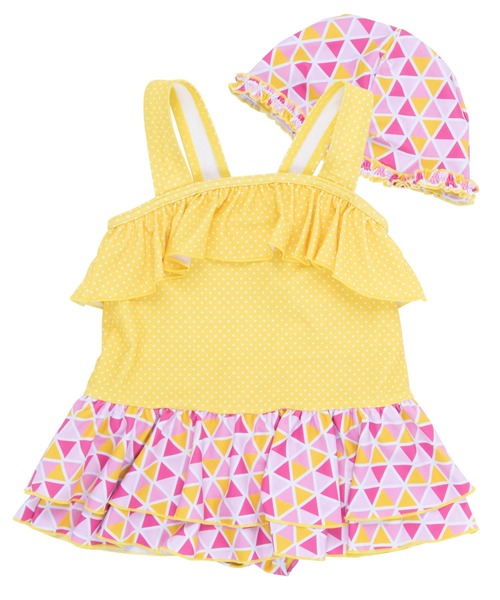 sandia（サンディア）の「ck3502ミニドット切替 三角（水着・キッズ・ピンク/ブルー・130cm/110cm/90㎝/120cm/100cm/80ｃｍ）」の5枚目の写真