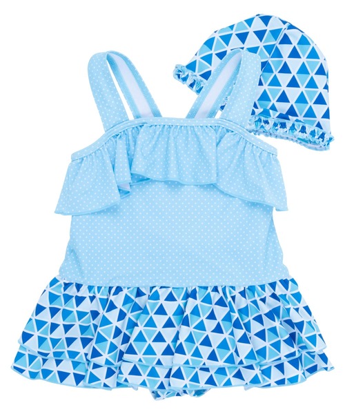 sandia（サンディア）の「ck3502ミニドット切替 三角（水着・キッズ・ピンク/ブルー・130cm/110cm/90㎝/120cm/100cm/80ｃｍ）」の3枚目の写真