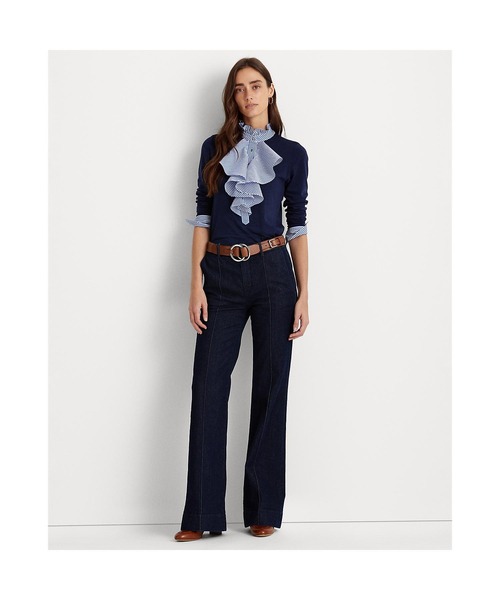 美品✨ラルフローレン　ラッフルド コットンモダール ジャボ ブラウス LAUREN RALPH LAUREN（ローレン ラルフ ローレン）の