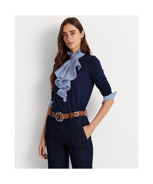 美品✨ラルフローレン　ラッフルド コットンモダール ジャボ ブラウス LAUREN RALPH LAUREN（ローレン ラルフ ローレン）の