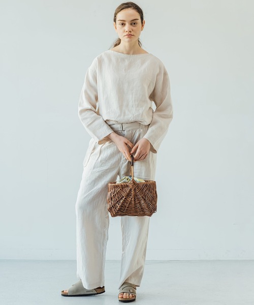 45R 45rpm 麻 リネン プルオーバー 長袖 シャツ ブラウス 0 未使用 45R 45rpm 麻 リネン プルオーバー 長袖 シャツ ブラウス 0 未