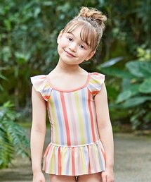 BREEZE | カラフルストライプ/レオパードワンピース水着_UVカット(水着)