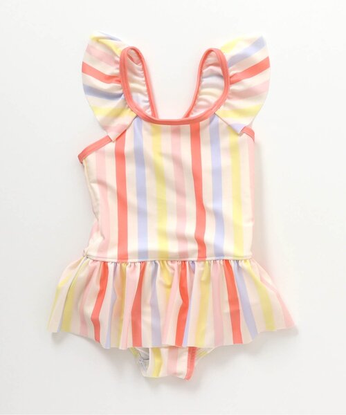 BREEZE（ブリーズ）の「カラフルストライプ/レオパードワンピース水着_UVカット（水着・キッズ・ブラウン/オレンジ・90/100/110/120/80）」の5枚目の写真