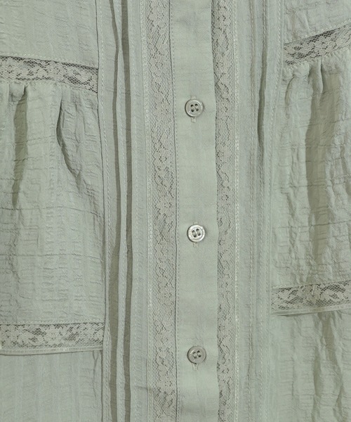 natural couture（ナチュラルクチュール）の「フリル×レース大人ガーリーブラウス（シャツ/ブラウス・レディース・ブラック/オフホワイト/ミント/ストライプ・FREE）」の21枚目の写真