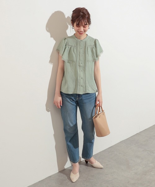 natural couture（ナチュラルクチュール）の「フリル×レース大人ガーリーブラウス（シャツ/ブラウス・レディース・ブラック/オフホワイト/ミント/ストライプ・FREE）」の18枚目の写真