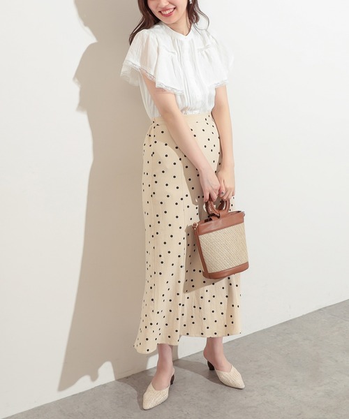 natural couture（ナチュラルクチュール）の「フリル×レース大人ガーリーブラウス（シャツ/ブラウス・レディース・ブラック/オフホワイト/ミント/ストライプ・FREE）」の8枚目の写真