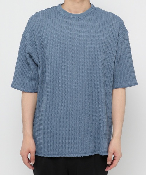 UNSTUDIED（アンスタディード）の「[UNSTUDIED]ヅブワッフルカットオフＴシャツ（Tシャツ/カットソー・メンズ・オフホワイト/ブルー・MEDIUM/LARGE）」の5枚目の写真