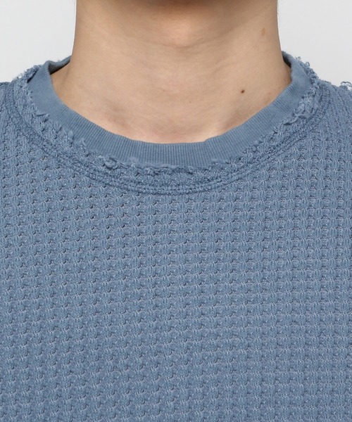 UNSTUDIED（アンスタディード）の「[UNSTUDIED]ヅブワッフルカットオフＴシャツ（Tシャツ/カットソー・メンズ・オフホワイト/ブルー・MEDIUM/LARGE）」の8枚目の写真