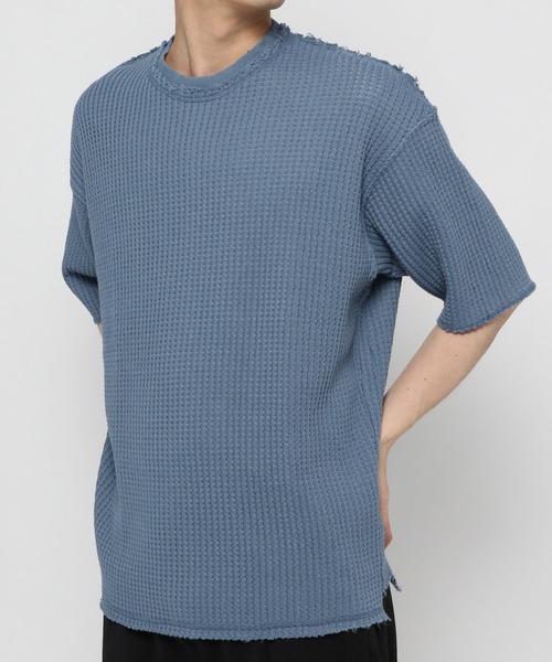 UNSTUDIED（アンスタディード）の「[UNSTUDIED]ヅブワッフルカットオフＴシャツ（Tシャツ/カットソー・メンズ・オフホワイト/ブルー・MEDIUM/LARGE）」の19枚目の写真